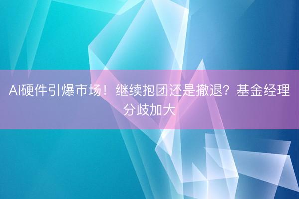 AI硬件引爆市场！继续抱团还是撤退？基金经理分歧加大
