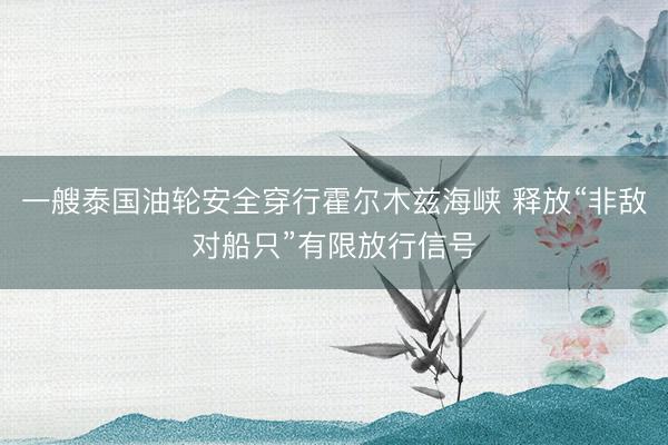 一艘泰国油轮安全穿行霍尔木兹海峡 释放“非敌对船只”有限放行信号