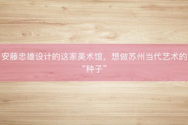 安藤忠雄设计的这家美术馆，想做苏州当代艺术的“种子”
