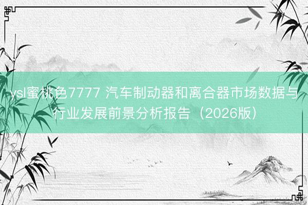 ysl蜜桃色7777 汽车制动器和离合器市场数据与行业发展前景分析报告（2026版）