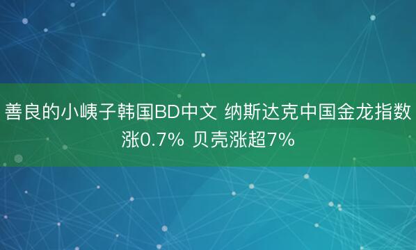 善良的小峓子韩国BD中文 纳斯达克中国金龙指数涨0.7% 贝壳涨超7%