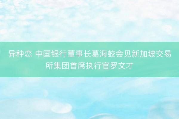 异种恋 中国银行董事长葛海蛟会见新加坡交易所集团首席执行官罗文才
