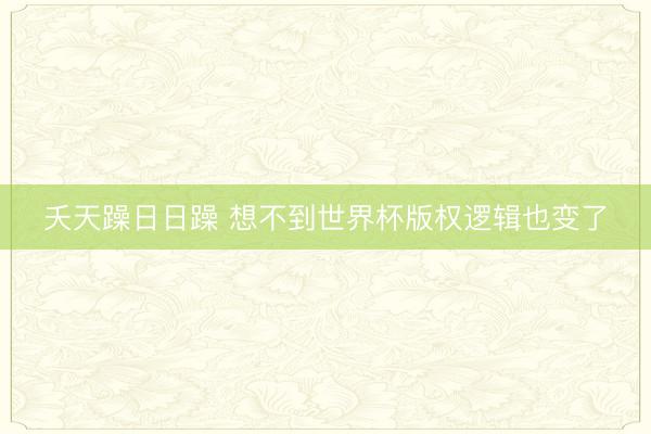 夭天躁日日躁 想不到世界杯版权逻辑也变了