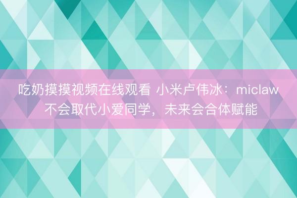 吃奶摸摸视频在线观看 小米卢伟冰:miclaw 不会取代小爱同学,未来会合体赋能