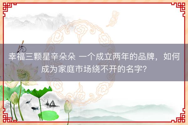 幸福三颗星辛朵朵 一个成立两年的品牌，如何成为家庭市场绕不开的名字？