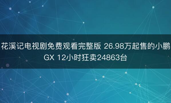 花溪记电视剧免费观看完整版 26.98万起售的小鹏GX 12小时狂卖24863台