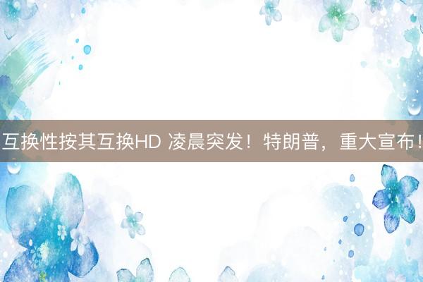 互换性按其互换HD 凌晨突发！特朗普，重大宣布！
