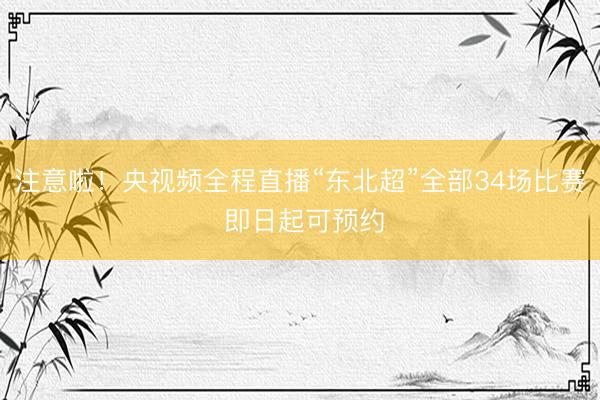 注意啦！央视频全程直播“东北超”全部34场比赛 即日起可预约