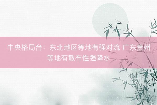 中央格局台：东北地区等地有强对流 广东贵州等地有散布性强降水
