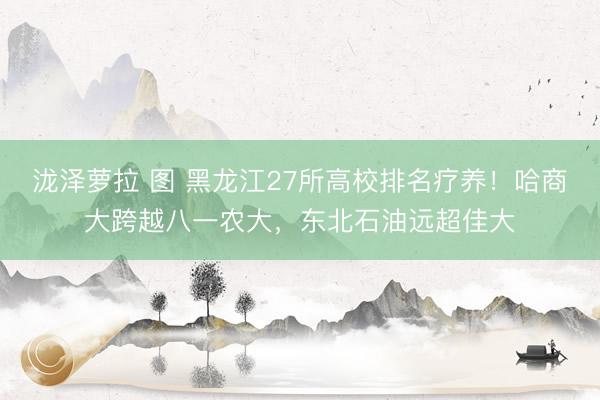 泷泽萝拉 图 黑龙江27所高校排名疗养！哈商大跨越八一农大，东北石油远超佳大