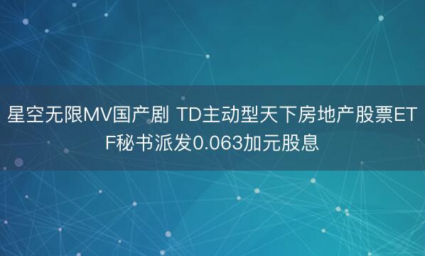 星空无限MV国产剧 TD主动型天下房地产股票ETF秘书派发0.063加元股息