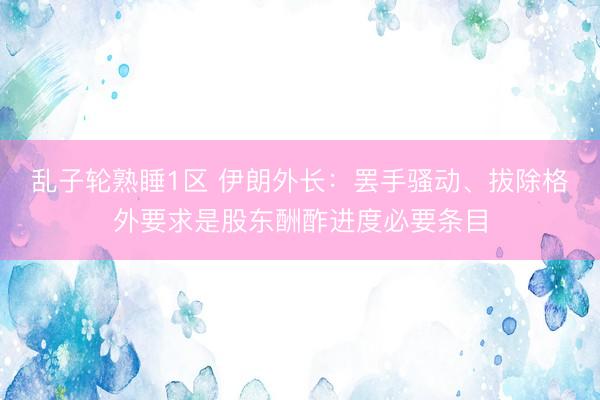 乱子轮熟睡1区 伊朗外长：罢手骚动、拔除格外要求是股东酬酢进度必要条目