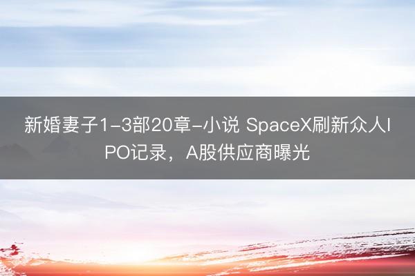 新婚妻子1-3部20章-小说 SpaceX刷新众人IPO记录，A股供应商曝光