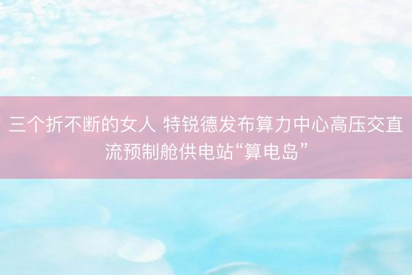 三个折不断的女人 特锐德发布算力中心高压交直流预制舱供电站“算电岛”