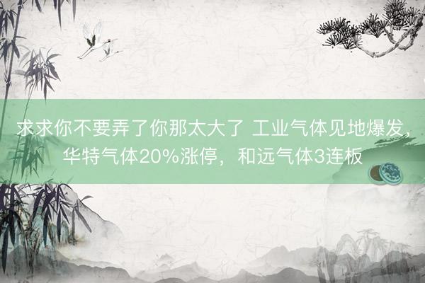 求求你不要弄了你那太大了 工业气体见地爆发，华特气体20%涨停，和远气体3连板