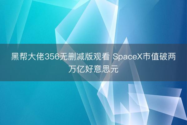 黑帮大佬356无删减版观看 SpaceX市值破两万亿好意思元