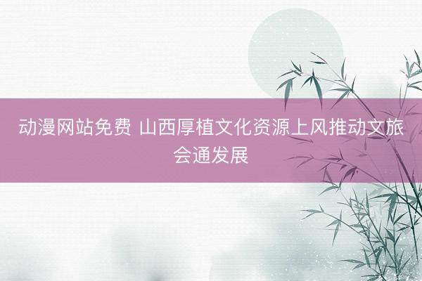 动漫网站免费 山西厚植文化资源上风推动文旅会通发展
