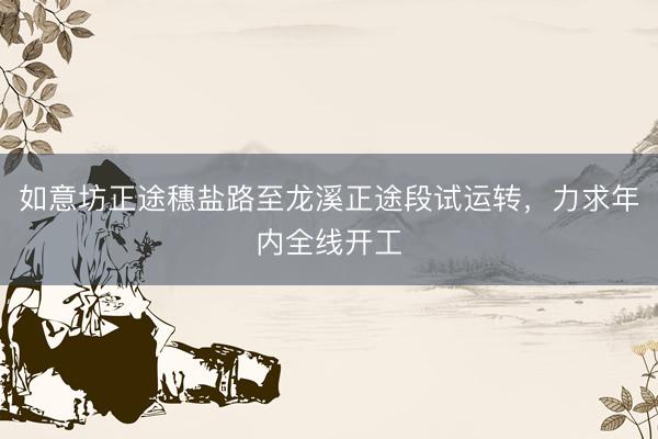 如意坊正途穗盐路至龙溪正途段试运转，力求年内全线开工